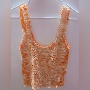 Crocheted Orange Variegated Top